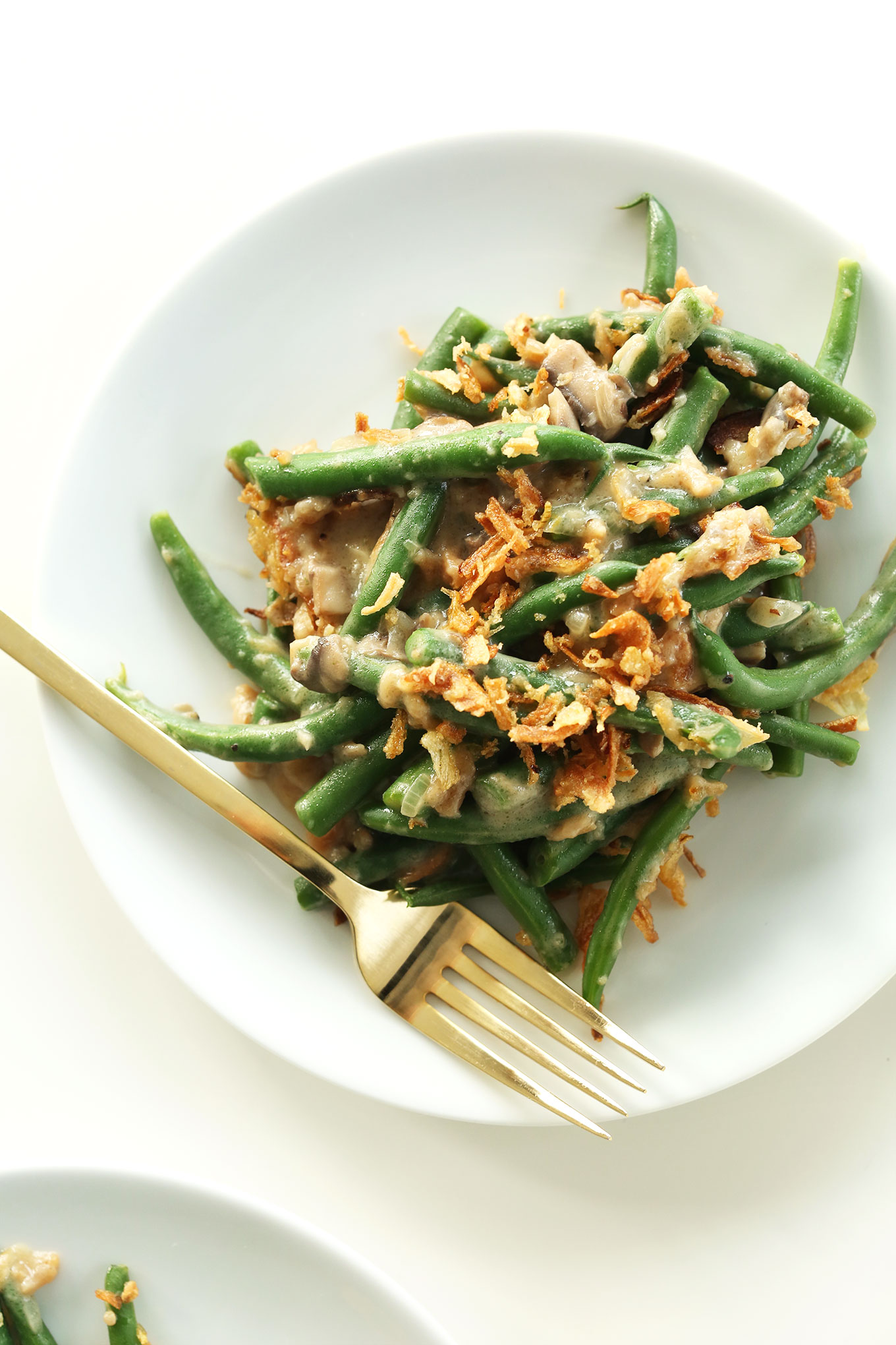 Plate of the Easiest Green Bean Casserole recipe